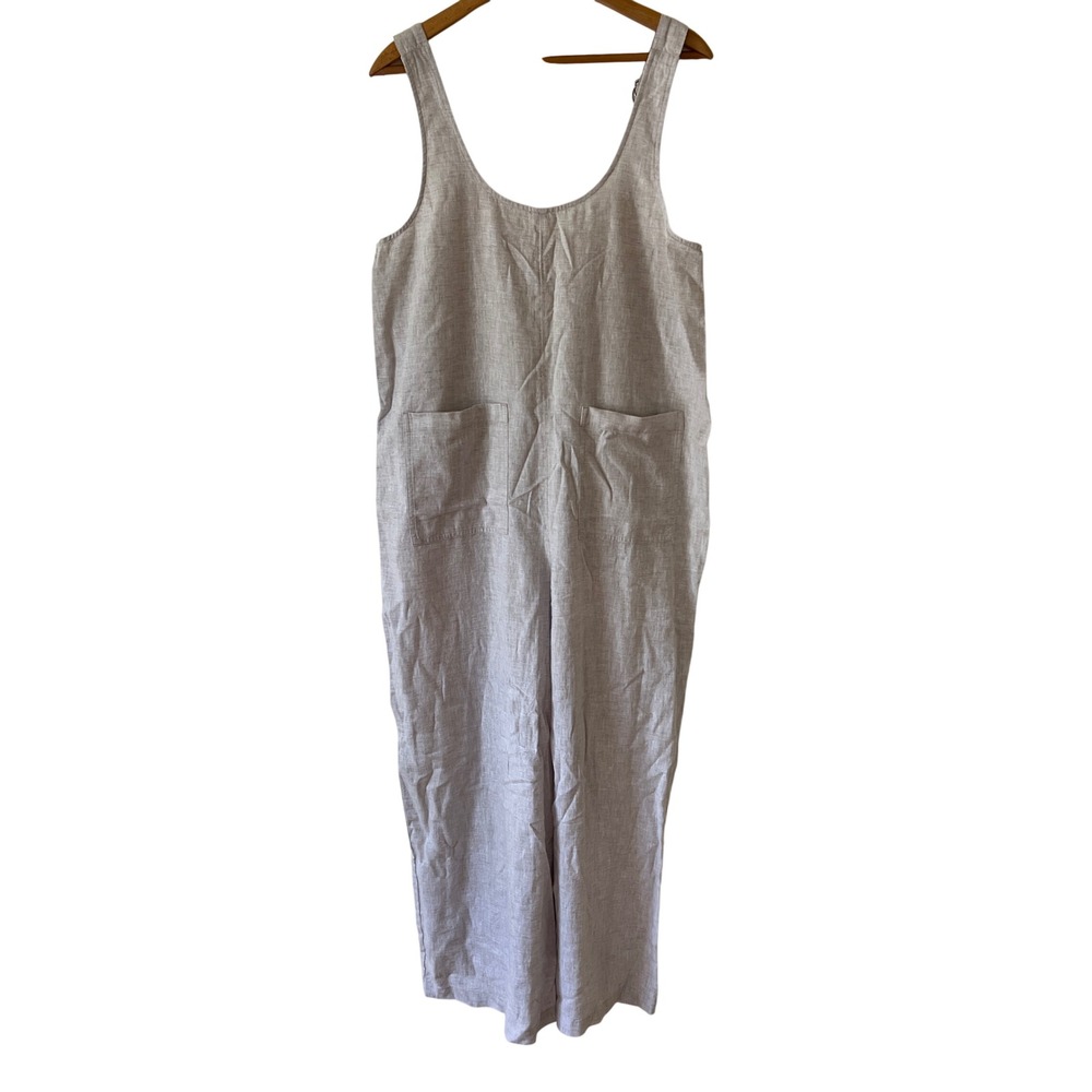 Lou Grey Linen Cotton Overalls Womens Sz S Coastal Oversized Wide Leg Comfy